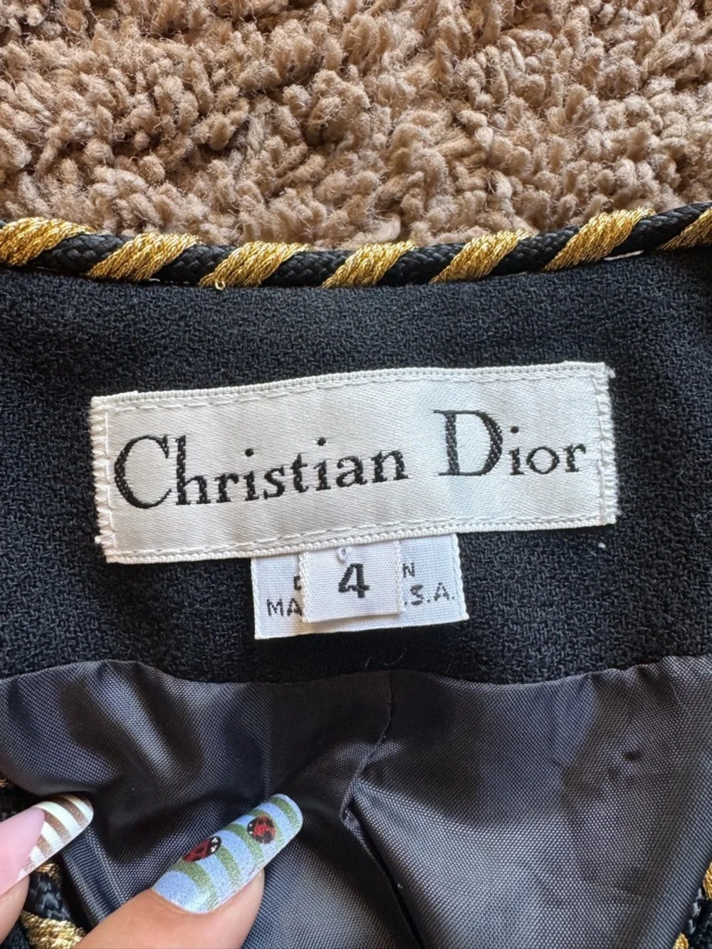 Christian Dior Black Gold Rope-Trimmed Blazer